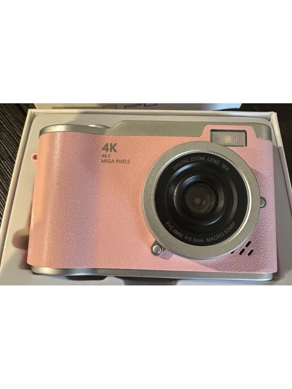 4K Digital Camera, Vlogging Camera with 180° Flip Screen LK-007 Pink New